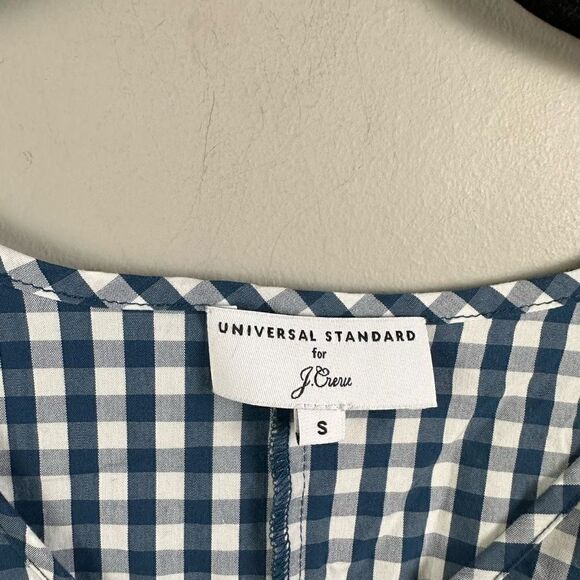 Universal Standard for J. Crew gingham plaid tie sleeve tunic top - Picture 6 of 11